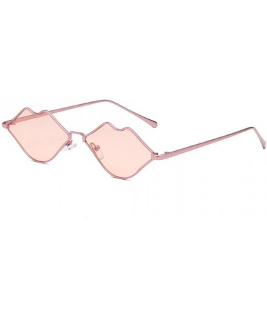 Square Fashion Lips Frame Plastic Lenses small Women Sunglasses UV400 - Pink - CE18NRM9CYY $18.37