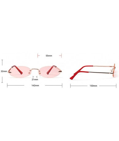 Oval oval borderless retro metal marine film ladies brand luxury designer sunglasses UV400 - Red - C918WMN680W $25.32