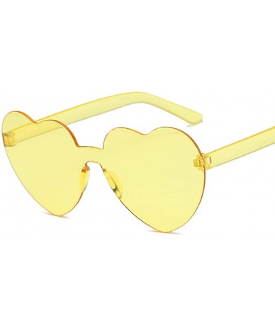 Oversized Love Heart Lens Sunglasses Women Transparent Plastic Glasses Style Sun Glasses Female - Yellow - C318W0E74O6 $40.80