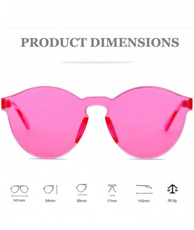 Rimless One Piece Rimless Sunglasses Colorful Transparent Round Oversized Retro Glasses - Pink - CP18D2Z25K5 $17.35