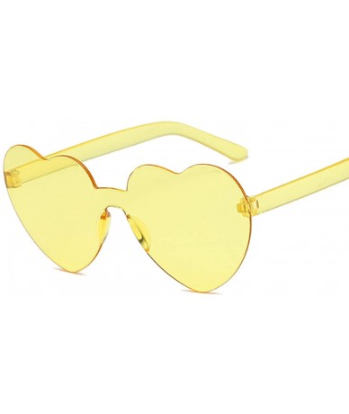 Oversized Love Heart Lens Sunglasses Women Transparent Plastic Glasses Style Sun Glasses Female - Yellow - C318W0E74O6 $40.80