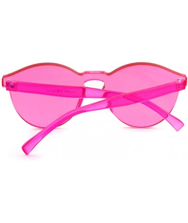 Rimless One Piece Rimless Sunglasses Colorful Transparent Round Oversized Retro Glasses - Pink - CP18D2Z25K5 $17.35