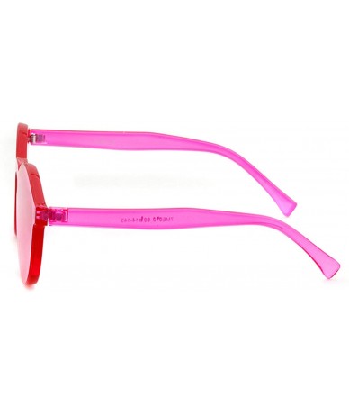 Rimless One Piece Rimless Sunglasses Colorful Transparent Round Oversized Retro Glasses - Pink - CP18D2Z25K5 $17.35