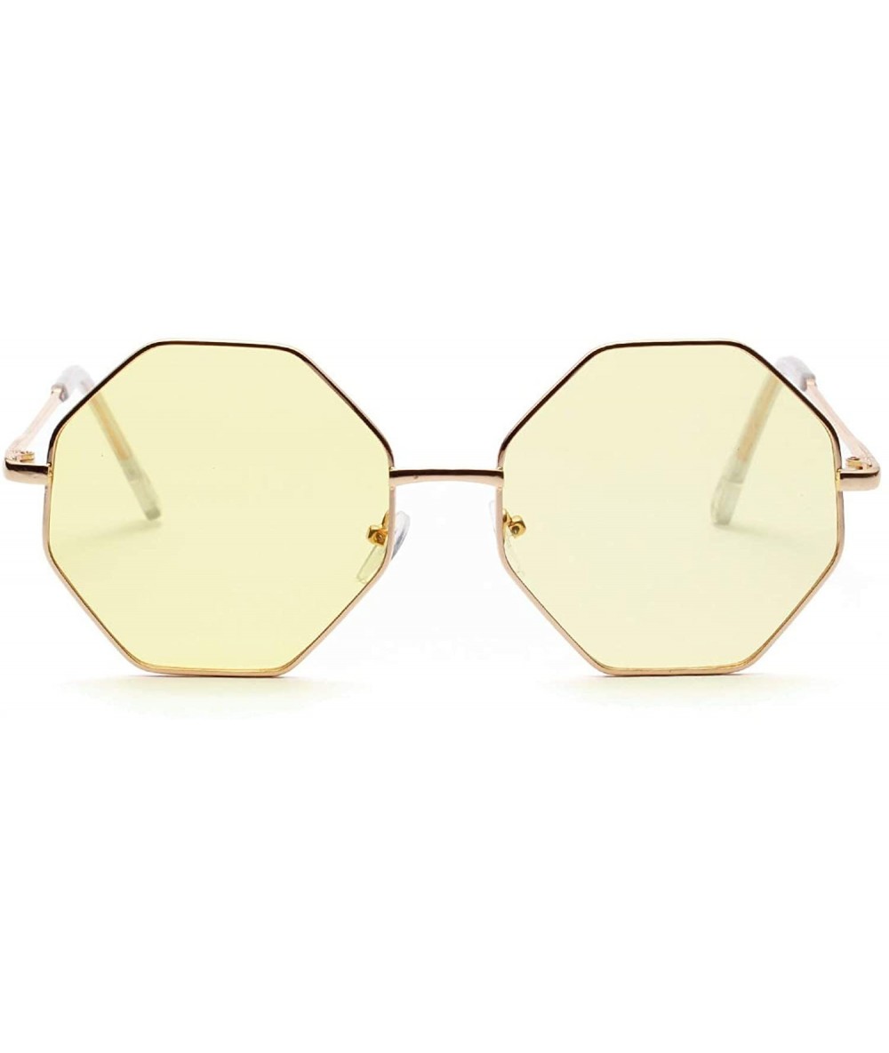 Square hexagon sunglasses Designer Fashion Sunglasses - Yellow - C318A6C3LY4 $20.70