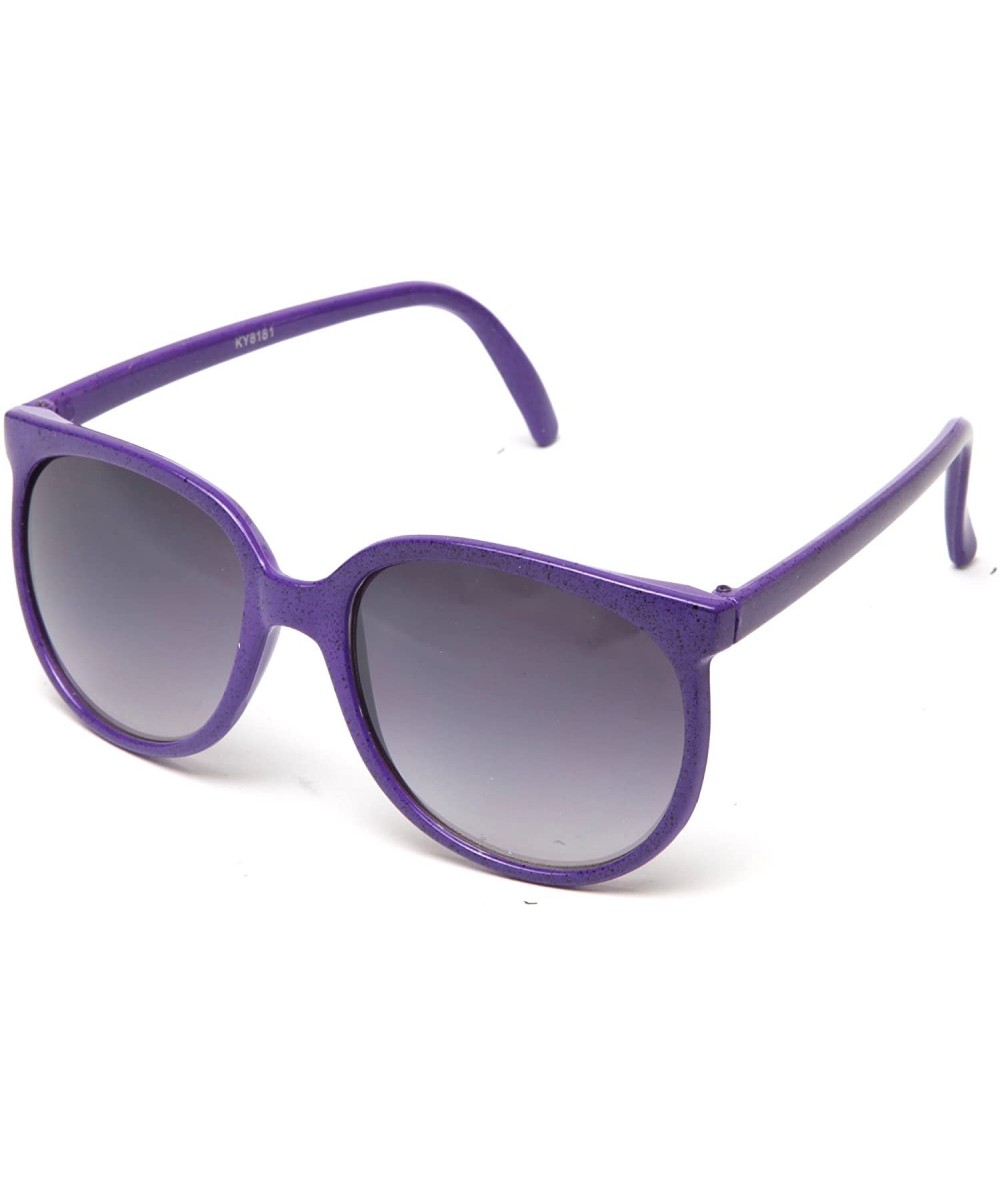 Round Women's Speckled Design Round Slim Temple Sunglasses - Purple - CZ119E6ZVST $16.32