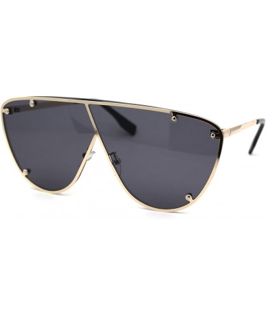 Rimless Womens Daisy Bevel Edge Flower Circle Lens Hippie Sunglasses - Gold Solid Black - CU18Y6UONWN $23.39