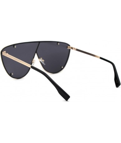 Rimless Womens Daisy Bevel Edge Flower Circle Lens Hippie Sunglasses - Gold Solid Black - CU18Y6UONWN $23.39