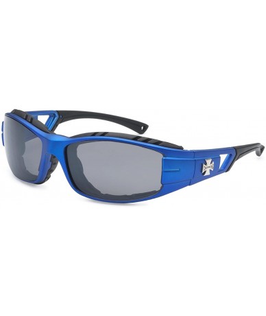 Oversized 5Zero1 Men Women Fashion Running Sport Motorcyclist Foam Padded Sunglasses - Sport Metallic Blue - CK1239KCKCP $19.32