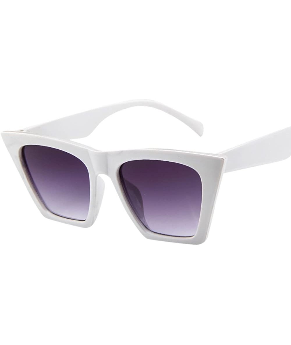 Oversized Oversize Sunglasses Flat Top Fashion Women Cat Eyes Sunglasses - White - C219026I44E $17.47