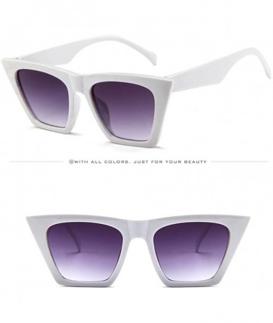 Oversized Oversize Sunglasses Flat Top Fashion Women Cat Eyes Sunglasses - White - C219026I44E $17.47