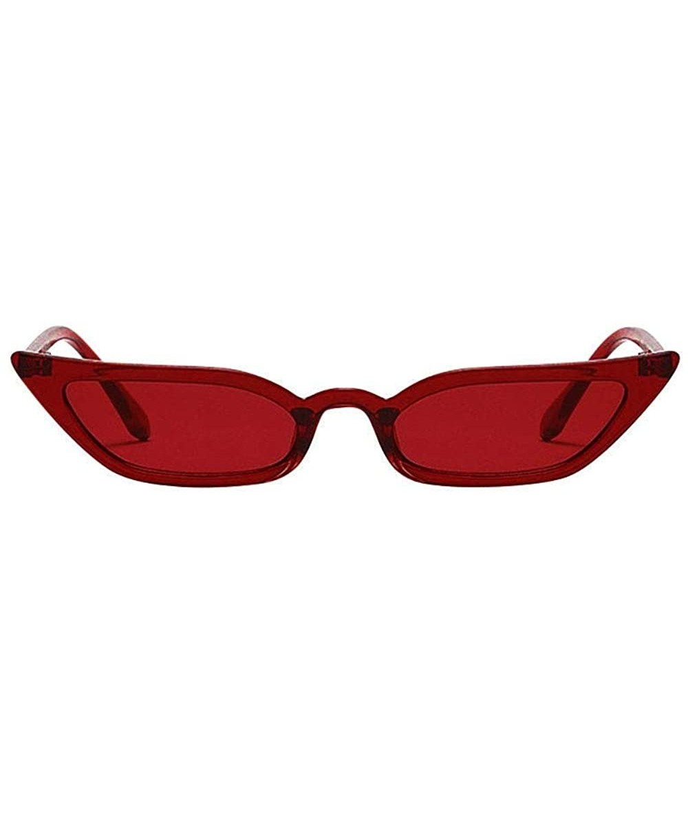 Square Women Vintage Cat Eye Sunglasses Retro Small Frame UV400 Eyewear Fashion Ladies - Red - CO193XI450O $18.37