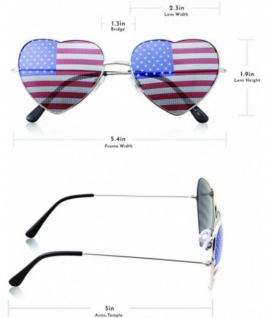 Round Womens Heart Shaped American Flag Cute Sunglasses - Silver - CX18M5HY92Z $19.14