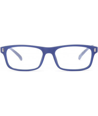 Wayfarer Women's Matte Finish Retro Temple Design Fashion Clear Lens Glassses - Blue - CE11G6GRV4R $19.35