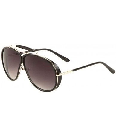 Aviator Double Rim Thick Plastic Frame Aviator Sunglasses - Smoke Gold - CN190OLNS5U $26.70