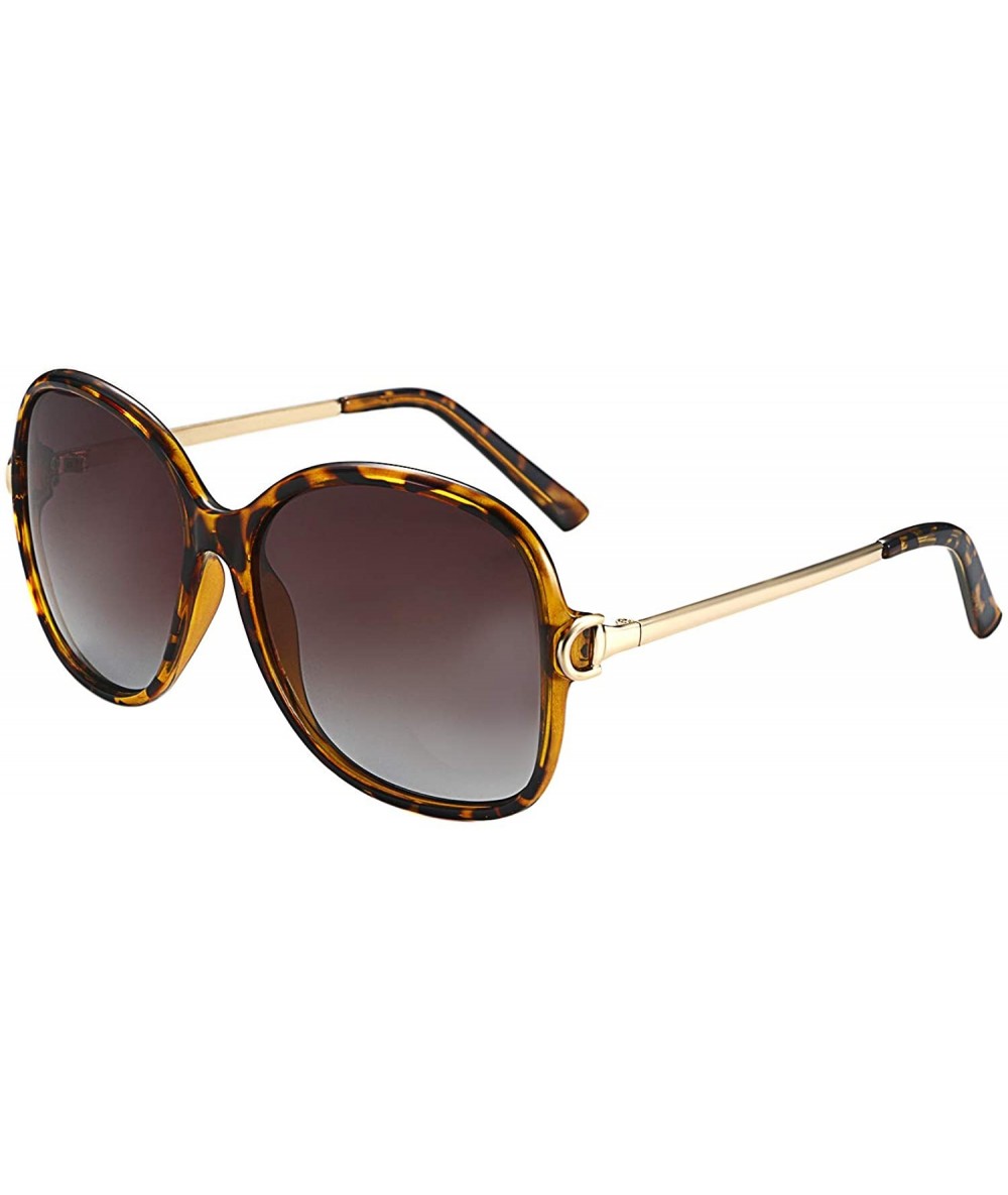 Oversized Oversized Sunglasses Big Large Women Square Wide Black Brown Retro Trendy - Leopard - CS1938MIXT8 $26.13