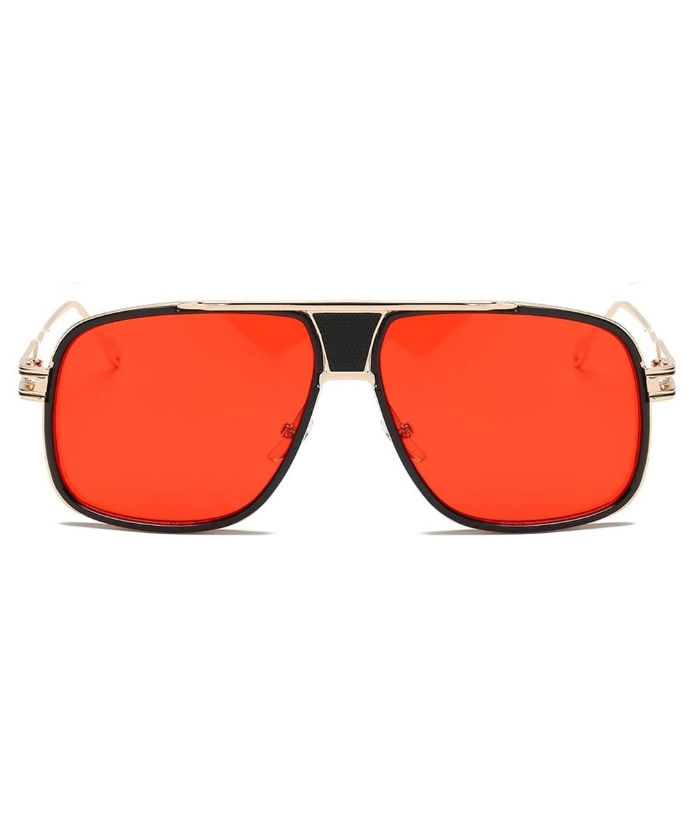 Rectangular Men Sunglasses Vintage Fashion Metal Rectangle Polarized Brand Designer Classic (E) - CN18CR3CN6N $20.35