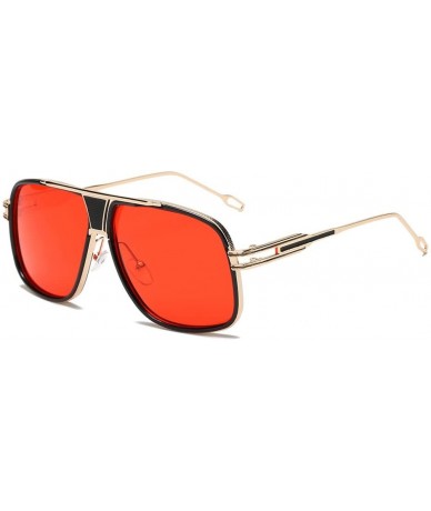 Rectangular Men Sunglasses Vintage Fashion Metal Rectangle Polarized Brand Designer Classic (E) - CN18CR3CN6N $20.35