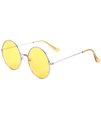 Round Light Color Lens Temple Ear Retro Round Sunglasses - Orange - C21900LI4HQ $26.66