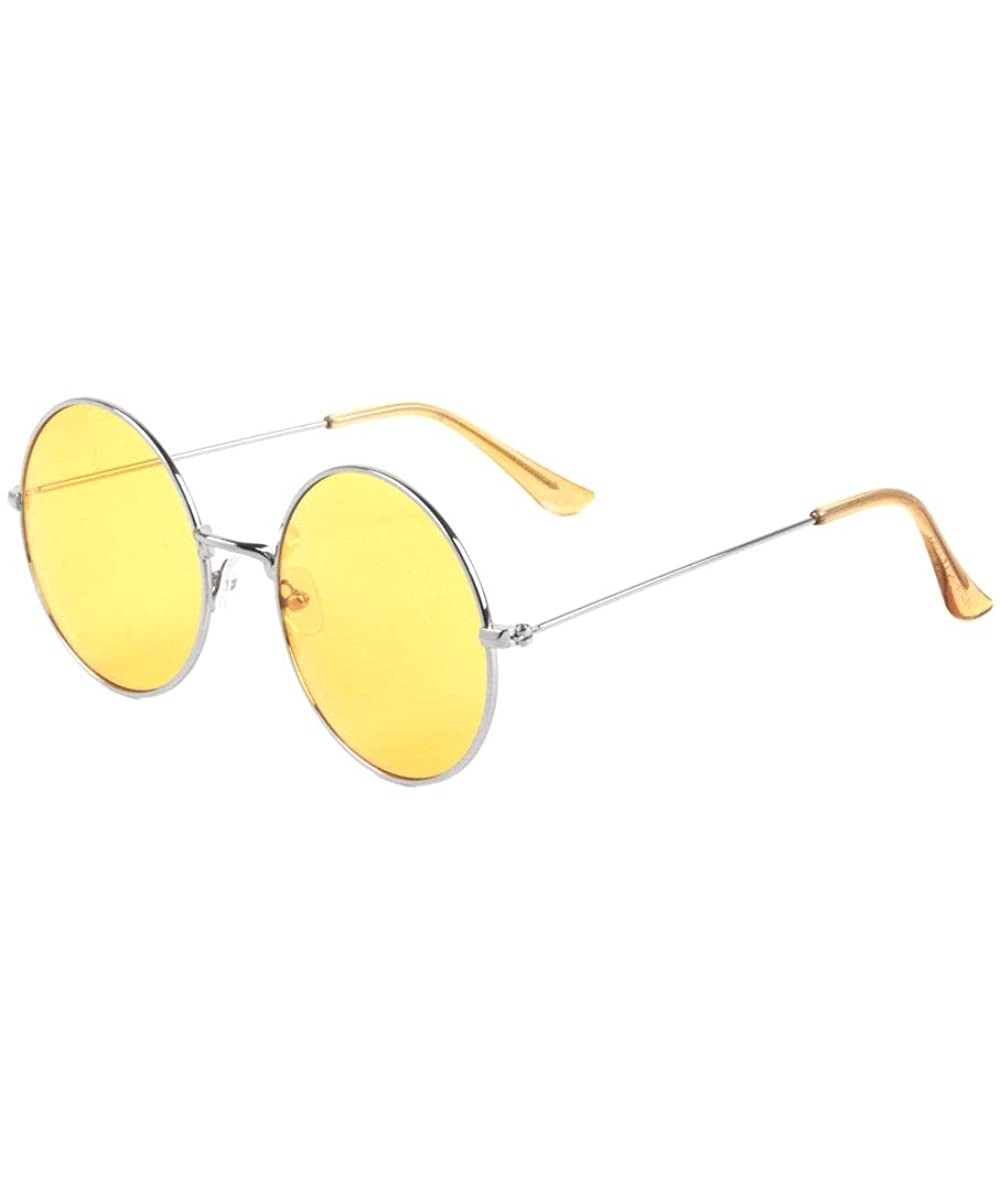 Round Light Color Lens Temple Ear Retro Round Sunglasses - Orange - C21900LI4HQ $26.66