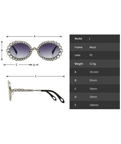 Oval 2020 New Fashion Crystal Decorative Sunglasses Oval Frame Trend Hip Hop Sunglasses - Blue - CQ1976U5TLI $25.27