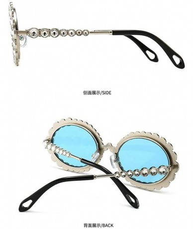 Oval 2020 New Fashion Crystal Decorative Sunglasses Oval Frame Trend Hip Hop Sunglasses - Blue - CQ1976U5TLI $25.27