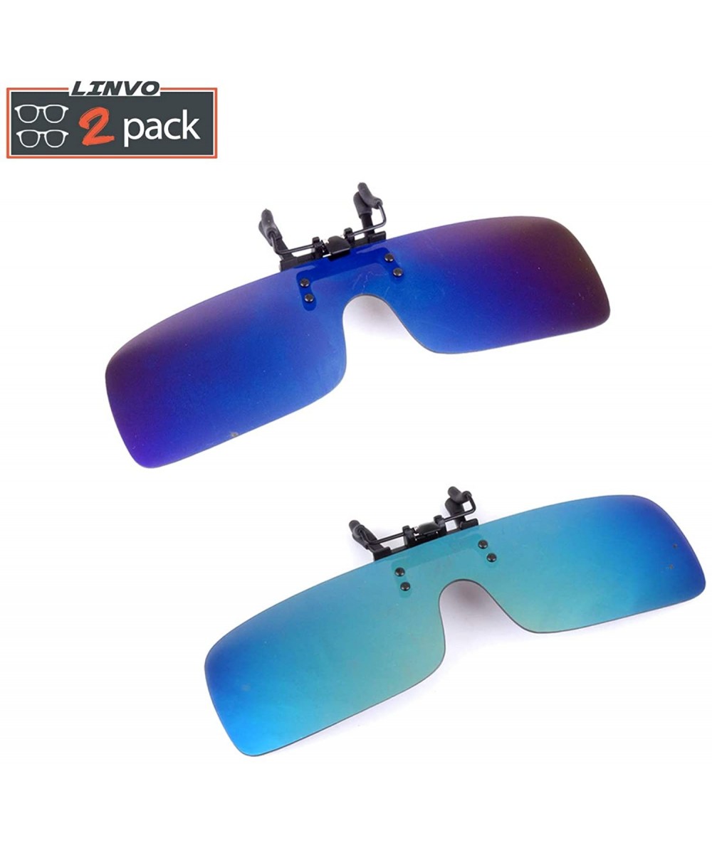 Rimless Clip-on Flip Up Polarized Rimless One Piece Sunglasses Over Prescription Glasses for Men Women - CK18N9HSENN $28.84