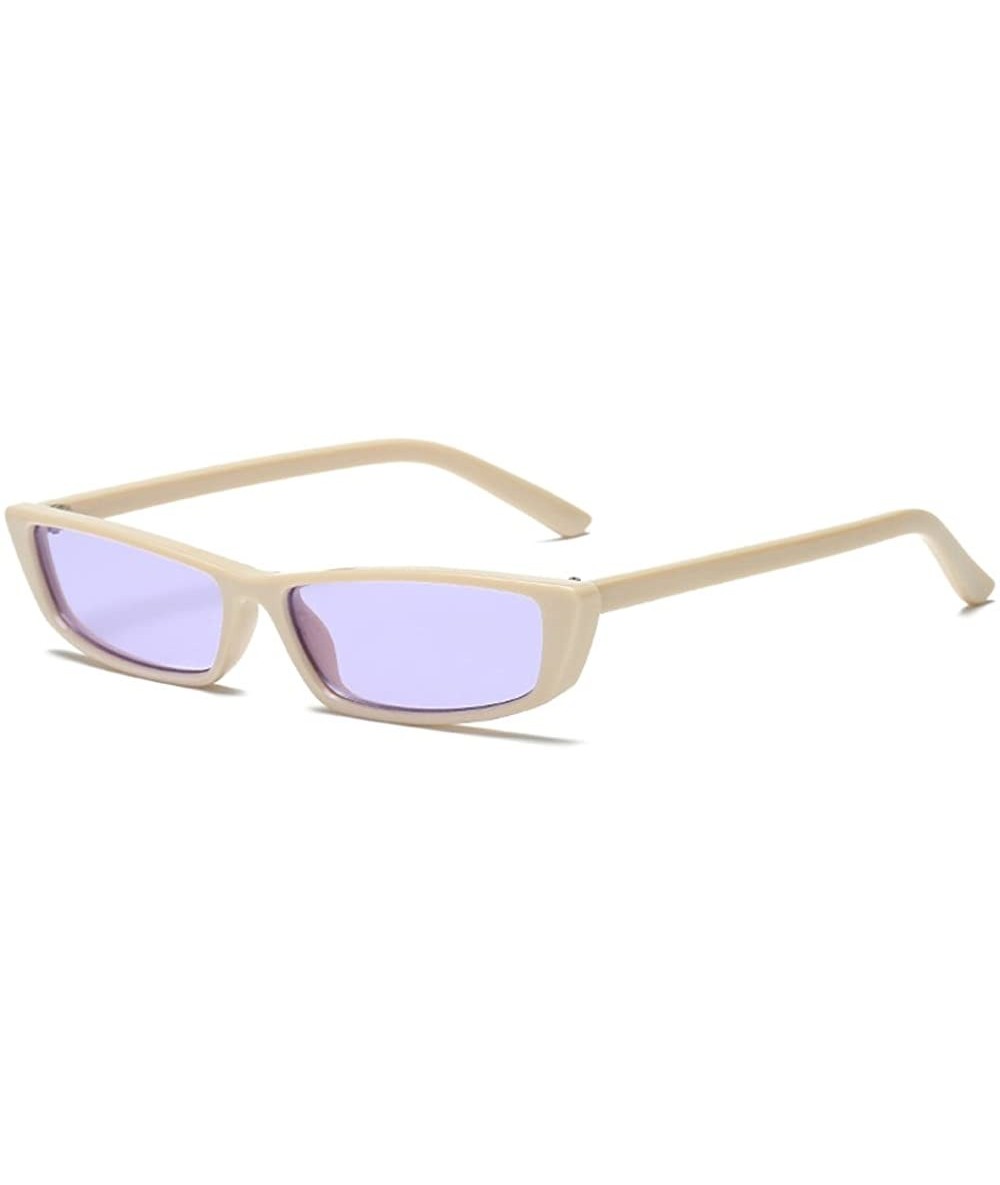 Rectangular Women Party Retro Small Rectangular Eyeglasses Eyewear Outdoor Fashion Fancy Sunglasses - Beige/Purple - CL1805QR...