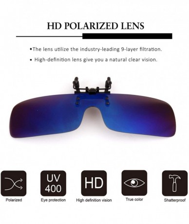 Rimless Clip-on Flip Up Polarized Rimless One Piece Sunglasses Over Prescription Glasses for Men Women - CK18N9HSENN $28.84