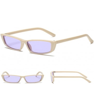 Rectangular Women Party Retro Small Rectangular Eyeglasses Eyewear Outdoor Fashion Fancy Sunglasses - Beige/Purple - CL1805QR...