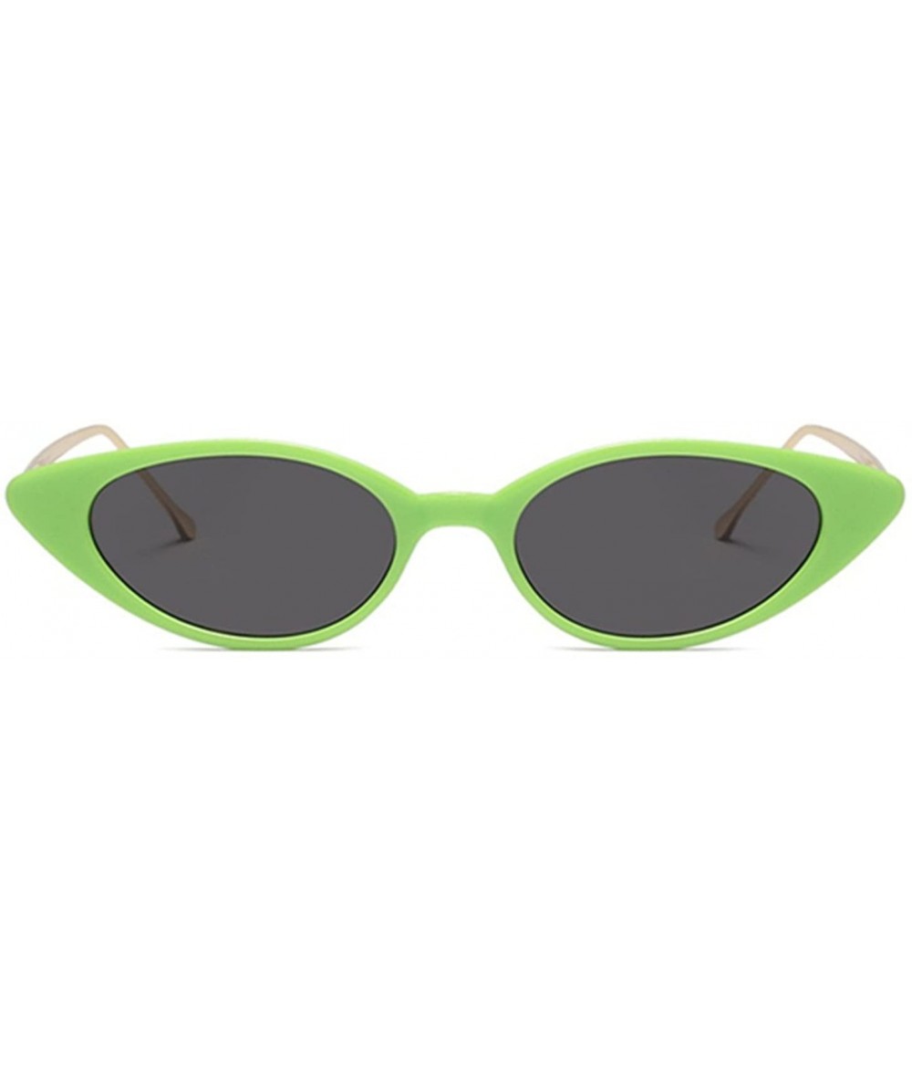 Oval Cateye Metal Frame Lady Sunglass - Green/Grey - CN18DWKAALG $24.15