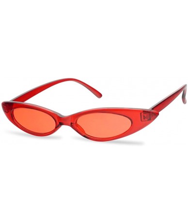 Oval Ultra Small Slim Translucent Vintage Oval Cat Eye Sun Glasses Candy Color - Crystal Red - C918CSGWO7W $23.14