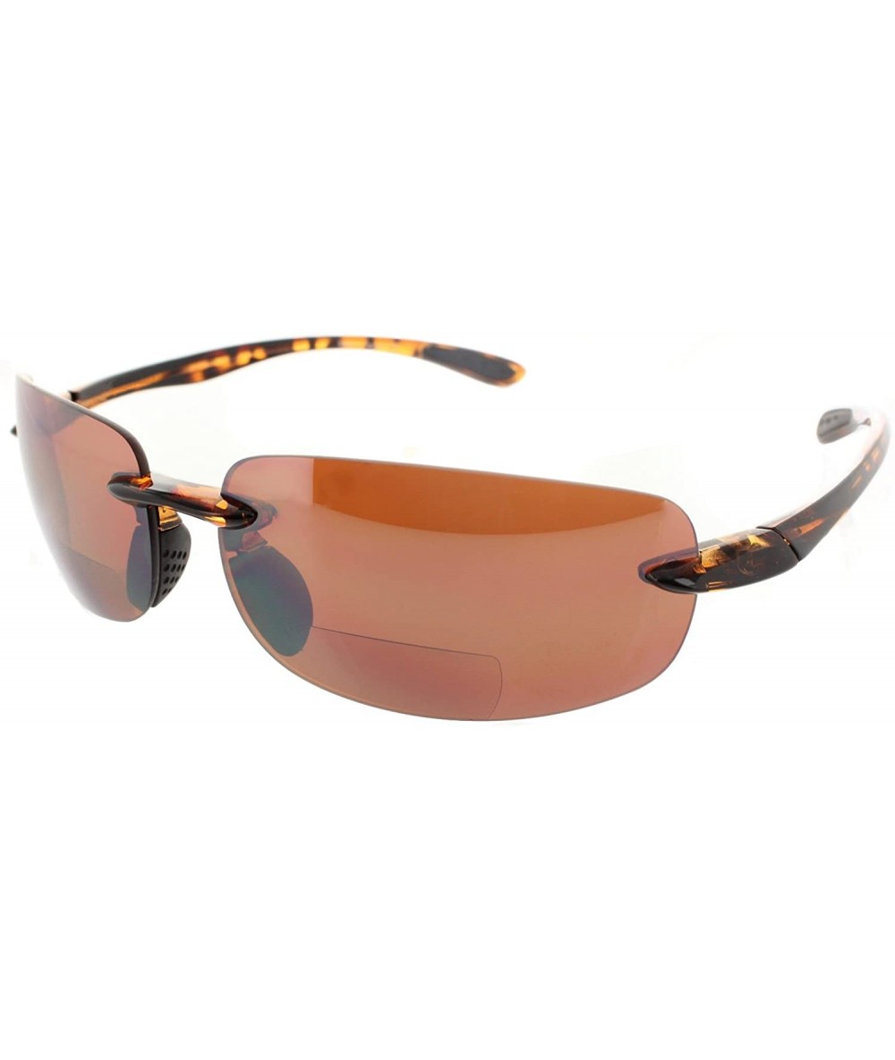 Rimless Island Bifocal Sunglasses Rimless Readers - Non-polarized Tortoise Frame/Copper Day Driving Lens - CF11X6ZFSQJ $43.12