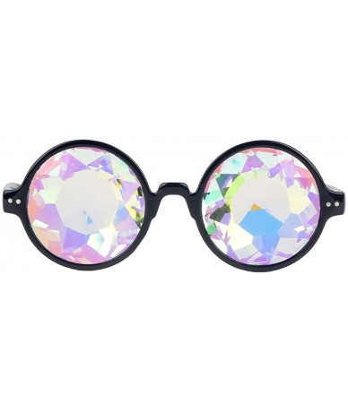 Goggle Rainbow Prism Refraction Sunglasses Heptagonal Glasses Colorful Lens Goggles - Black - C9183G3TSZR $20.25