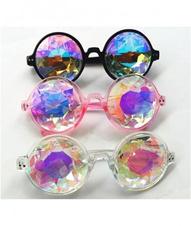 Goggle Rainbow Prism Refraction Sunglasses Heptagonal Glasses Colorful Lens Goggles - Black - C9183G3TSZR $20.25