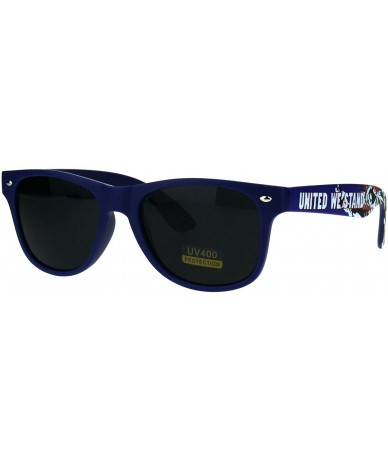 Rectangular United We Stand Statue of Liberty Print Patriotic Navy Horn Rim Hipster Sunglasses - Matte Navy - CH182WWSS39 $19.31