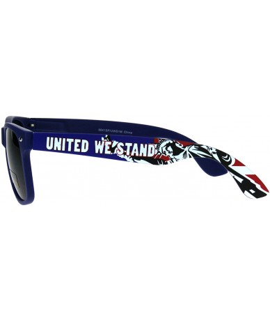 Rectangular United We Stand Statue of Liberty Print Patriotic Navy Horn Rim Hipster Sunglasses - Matte Navy - CH182WWSS39 $19.31