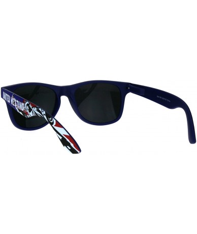 Rectangular United We Stand Statue of Liberty Print Patriotic Navy Horn Rim Hipster Sunglasses - Matte Navy - CH182WWSS39 $19.31