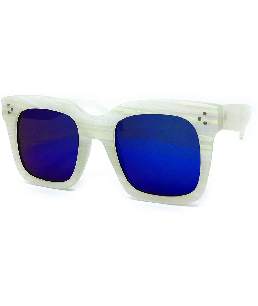 Oversized 3288 Premium Oversize XL Women Men Mirror Havana Marble Style Fashion Sunglasses - Blue - CC18I5ALHHA $26.80