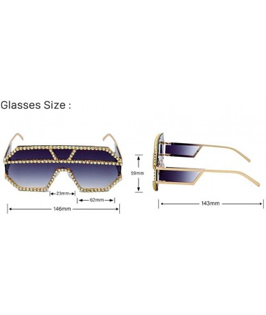 Square Oversized Sunglasses One piece Rhinestone Eyeglasses - Pink - CT18A2T6S85 $27.30