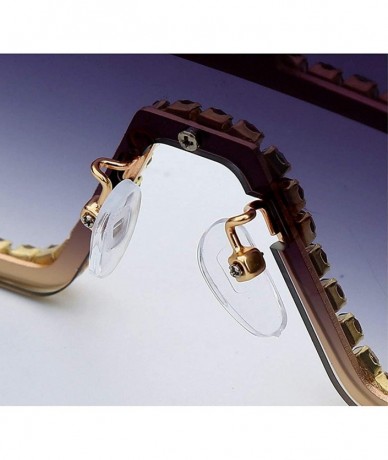 Square Oversized Sunglasses One piece Rhinestone Eyeglasses - Pink - CT18A2T6S85 $27.30