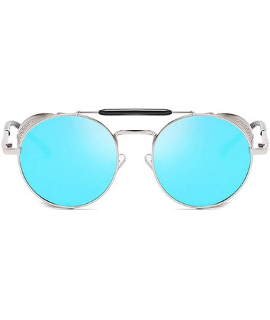 Round Steampunk Sunglasses for Men Women-Classic Round Style-UV Protection 8086 - Blue - CI19032ILZ5 $17.16