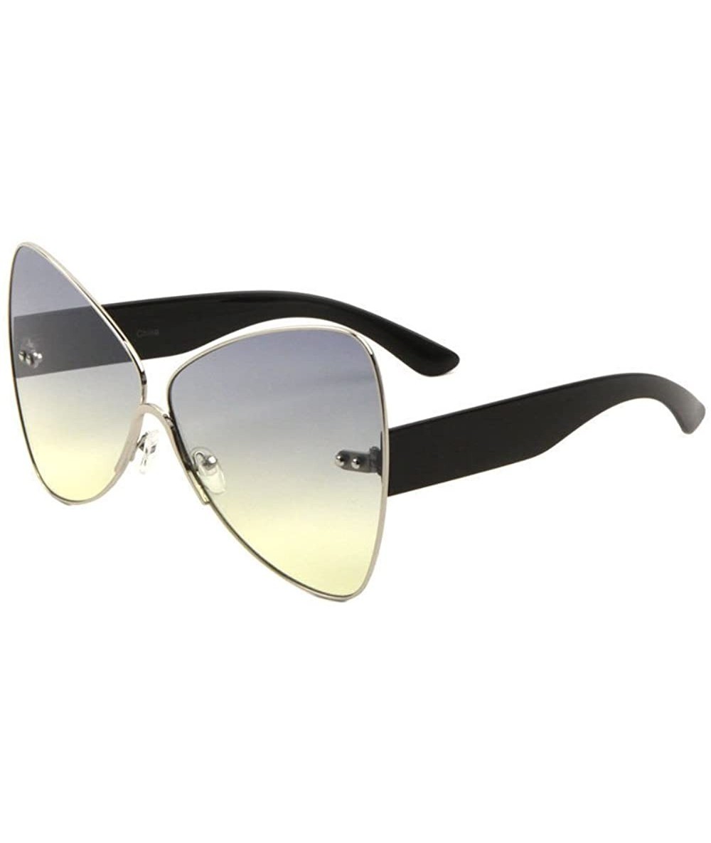 Butterfly Monarch Oversized Butterfly Womens Sunglasses - Silver Black Frame - C9188TW23AN $19.87