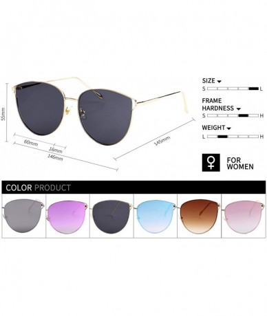 Round Oversized Sunglasses for Women - Mirrored Cat Eye Sunglasses with Rimless Design U225 - Black - CA18078ZMUD $28.48