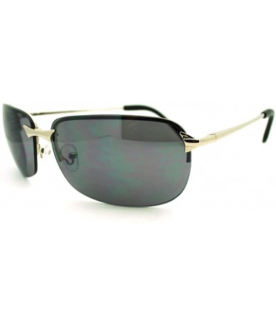 Rectangular Mens Classic Sunglasses Rimless Rectangular Lite Metal Frame - Silver - C11869SZQ2C $18.27