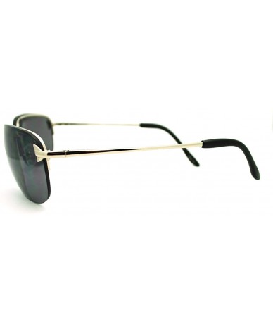 Rectangular Mens Classic Sunglasses Rimless Rectangular Lite Metal Frame - Silver - C11869SZQ2C $18.27