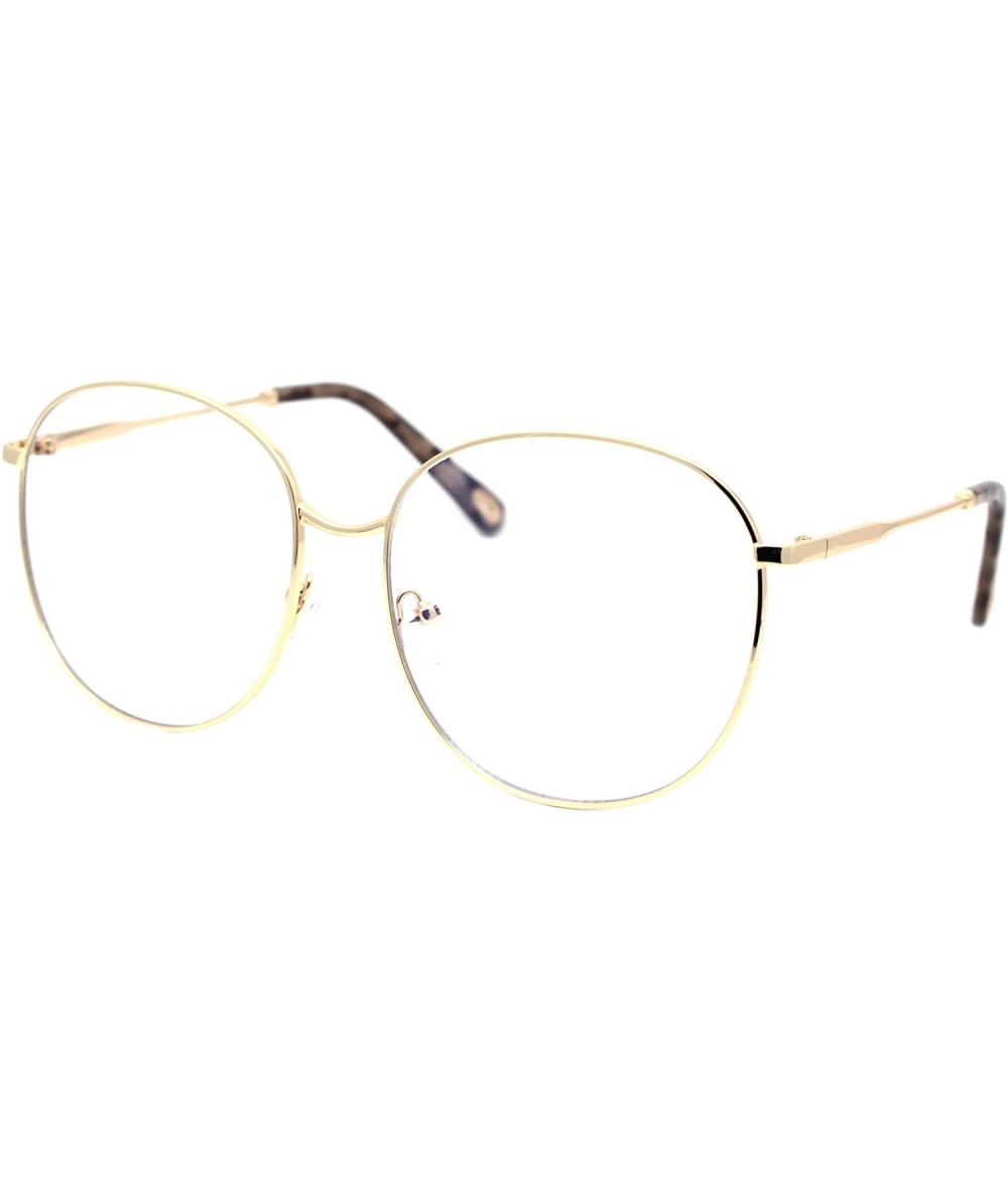 Oversized Womens Oversized Metal Frame Glasses Lightly Tinted & Mirrored Lens UV 400 - Gold Beige Tortoise - CX195O0D87W $25.87