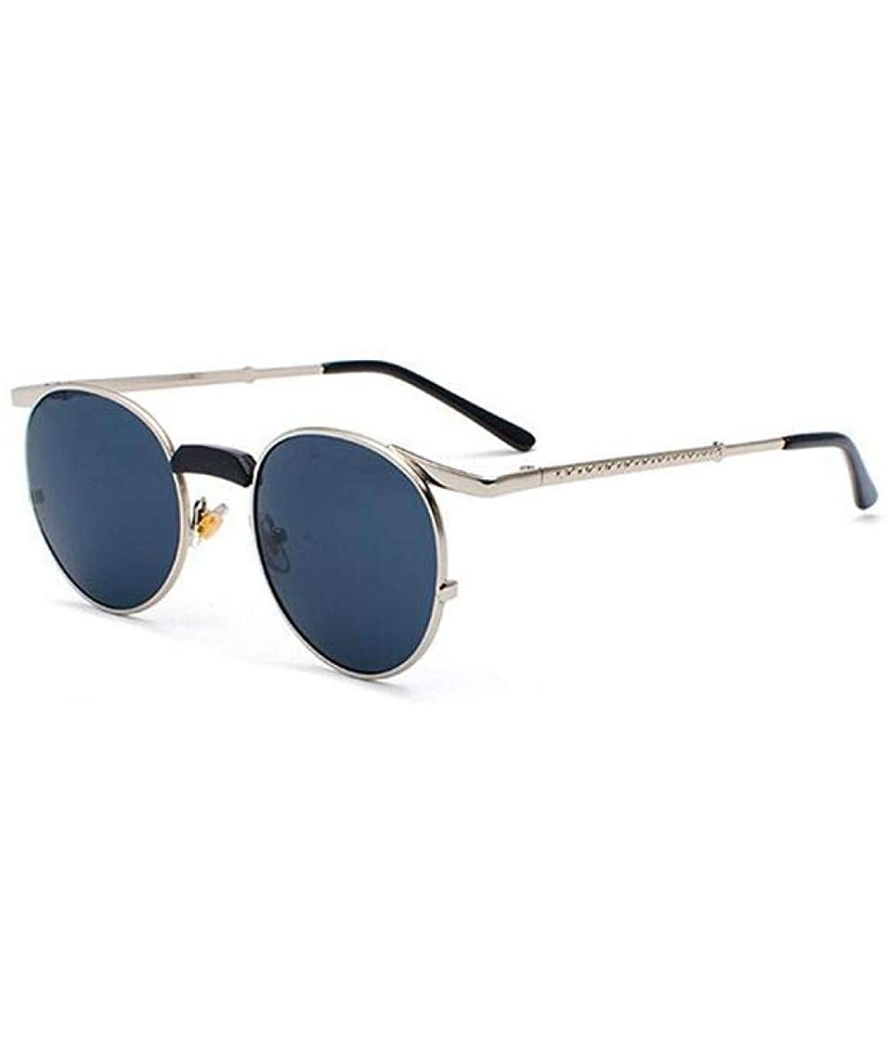 Aviator 2019 New Arrival Round Sunglasses Women Vintage Brand Designer Silver Pink 6907 - Silver Grey 6907 - CD18Y4S9SS9 $19.50