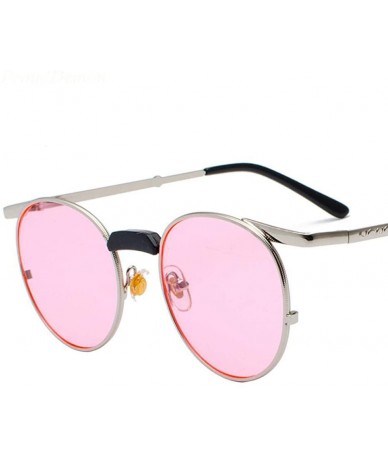 Aviator 2019 New Arrival Round Sunglasses Women Vintage Brand Designer Silver Pink 6907 - Silver Grey 6907 - CD18Y4S9SS9 $19.50