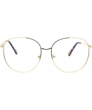 Oversized Womens Oversized Metal Frame Glasses Lightly Tinted & Mirrored Lens UV 400 - Gold Beige Tortoise - CX195O0D87W $25.87