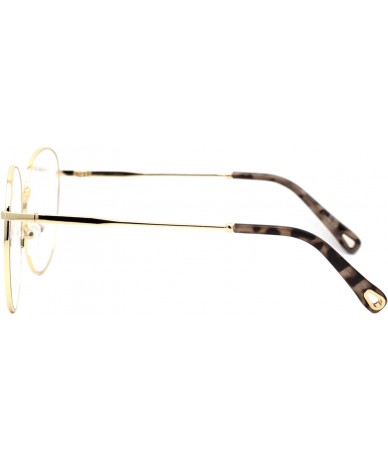 Oversized Womens Oversized Metal Frame Glasses Lightly Tinted & Mirrored Lens UV 400 - Gold Beige Tortoise - CX195O0D87W $25.87